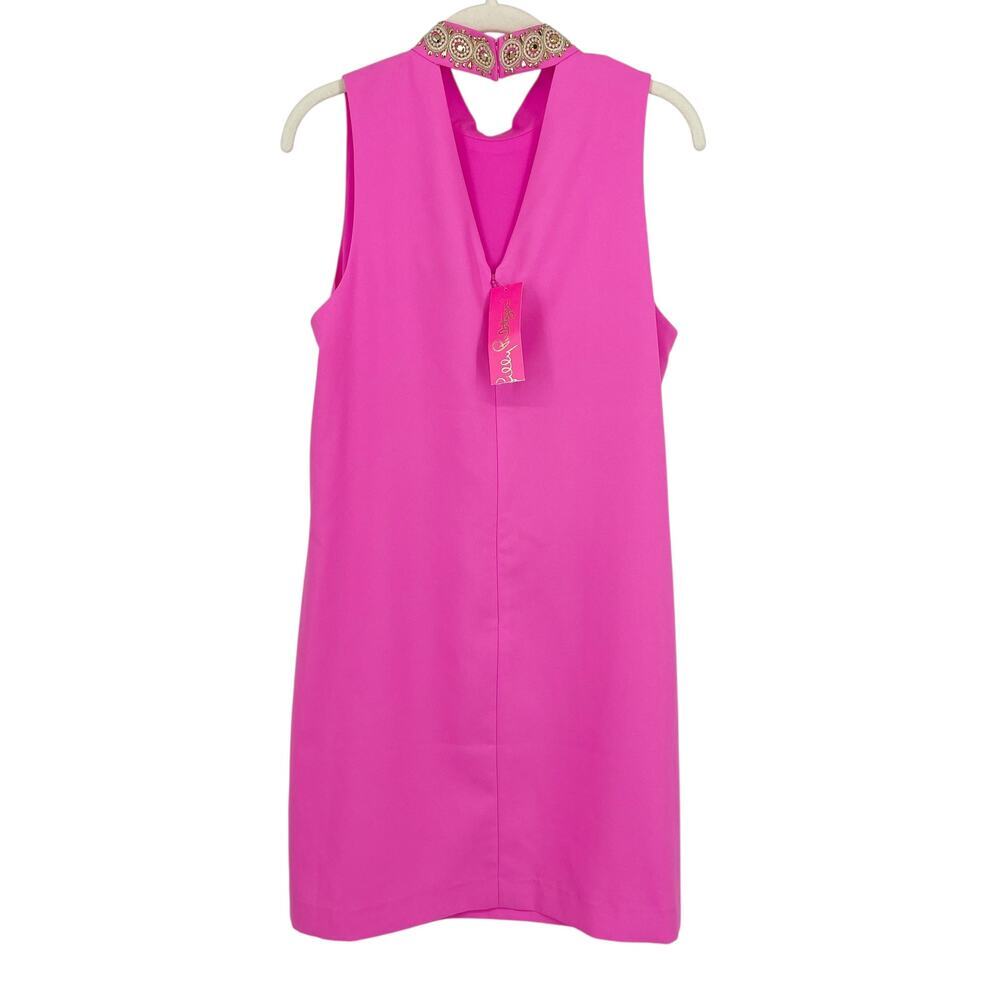 NWT Lilly Pulitzer Brandi Pink Embellished Beaded-Neck Sleeveless Dress Size 8 - Picture 4 of 11